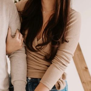 Express Tan Wrap Sweater